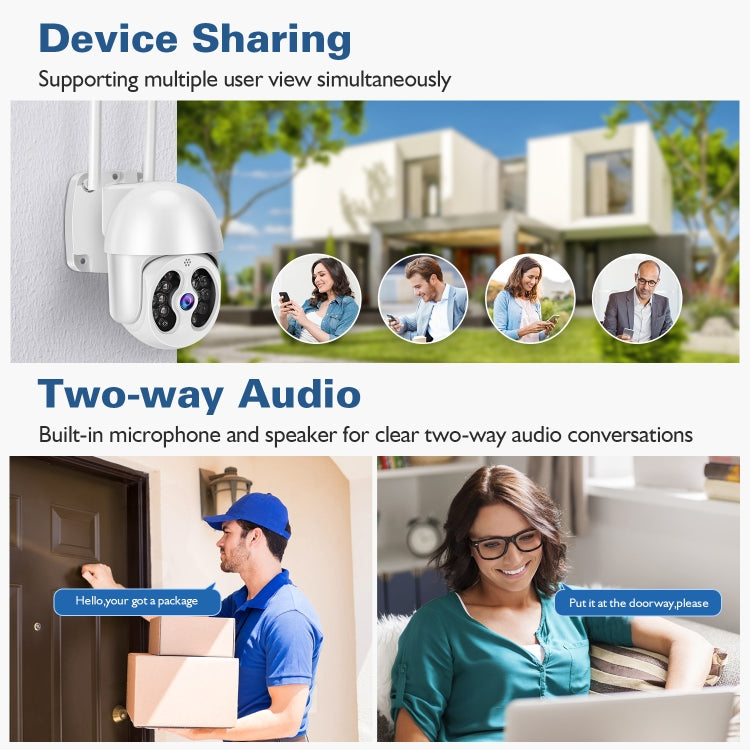 Tuya QX56 3.0 Million Pixels IP66 Waterproof 2.4G Wireless IP Camera, Support Amazon Alexa & Google Home & Motion Detection & Two-way Audio & Full Color Night Vision & TF Card, EU Plug, Support Amazon Alexa & Google Home Tuya QX56 3.0 Million Pixels IP66 Waterproof 2.4G Wireless IP Camera, Support Amazon Alexa & Google Home & Motion Detection & Two-way Audio & Full Color Night Vision & TF Card, EU Plug, Support Amazon Alexa & Google Home